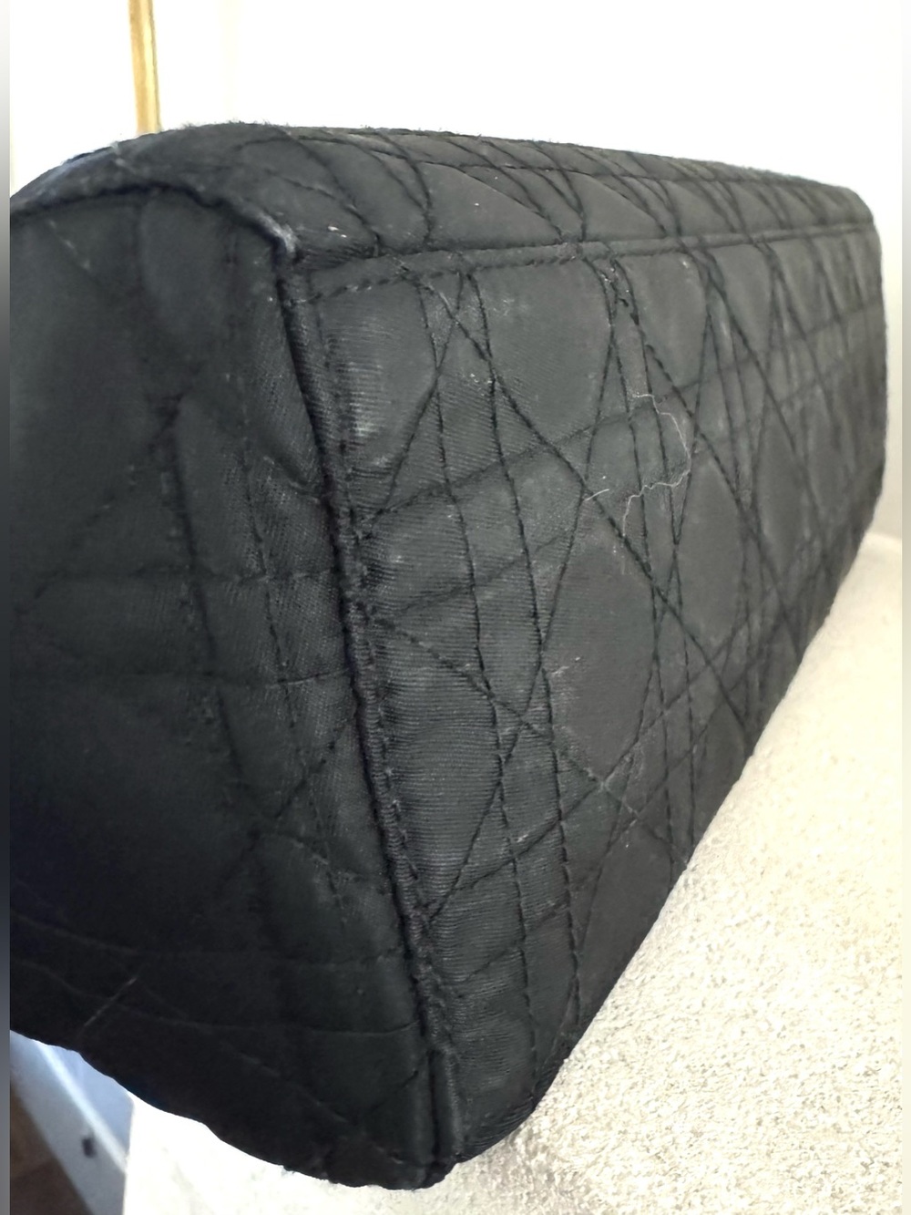 CHRISTIAN DIOR Vintage Large Black Quilted Nylon Lady Dior Tote Bag - Picture 9 of 12